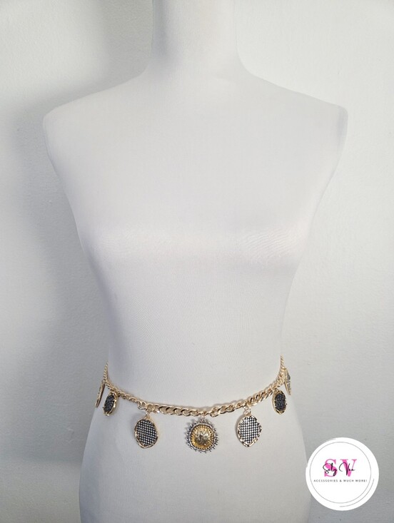 Accessories - Gold Chain Belt With Coin Decor
